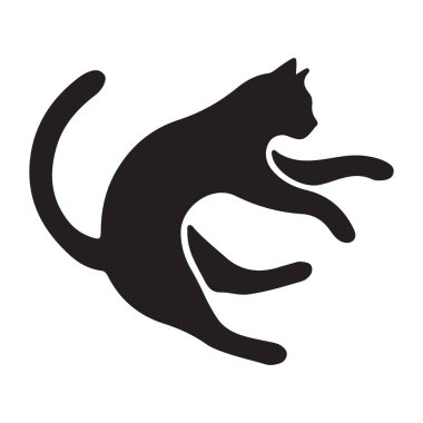 Atlayışın ortasında siyah bir kediyi gösteren dinamik bir vektör sanatı çizimi. Şen şakrak ya da zarif bir kedi siluetine ihtiyaç duyan tasarımlar için mükemmel. Çok yönlü bir tasarım ögesi.