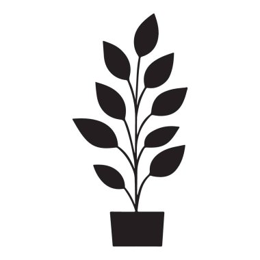 Tasarımlarınızı bu saksı bitkisi silueti vektörüyle geliştirin. Bahçe işleri, botanik sanatı ya da herhangi bir tasarım projesine doğa unsurları eklemek için harika..