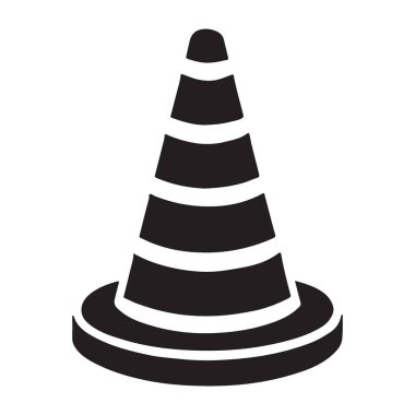 Bir trafik konisinin ayrıntılı bir silüeti. Güvenlik işaretleri, yol çalışması malzemeleri ve inşaat tasarımları için mükemmel. Güçlü bir görsel sembol.