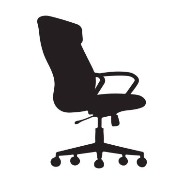 Ergonomik ofis sandalyesinin silüet vektör çizimi. İç dizaynlar, iş temaları ya da ofis projeleri için ideal. İş yerinde rahatlık ve verimlilik sunmak için bu illüstrasyonu kullanın.