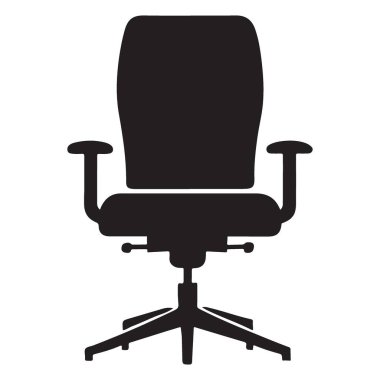 Rahatlık için tasarlanmış bir ofis sandalyesinin siluet vektör çizimi. İç mekanları, ofis ortamlarını veya mobilya tasarımlarını resmetmek için ideal. Rahatlama ve üretkenlik resimleri oluşturmak için kullanın..