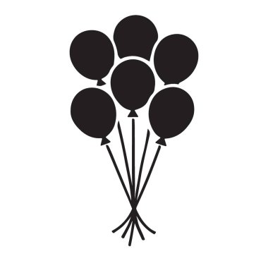 Kutlamalar, partiler ve neşeli etkinliklerle ilgili tasarımlar için ideal bir balon grubunu tasvir eden bir illüstrasyon. Siyah siluet.