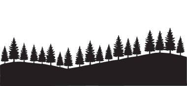 Basit bir orman silueti çizimi. Tasarımlarınıza doğanın dokunuşunu katmak için mükemmel. Çeşitli projeler için çok yönlü vektör grafiği.