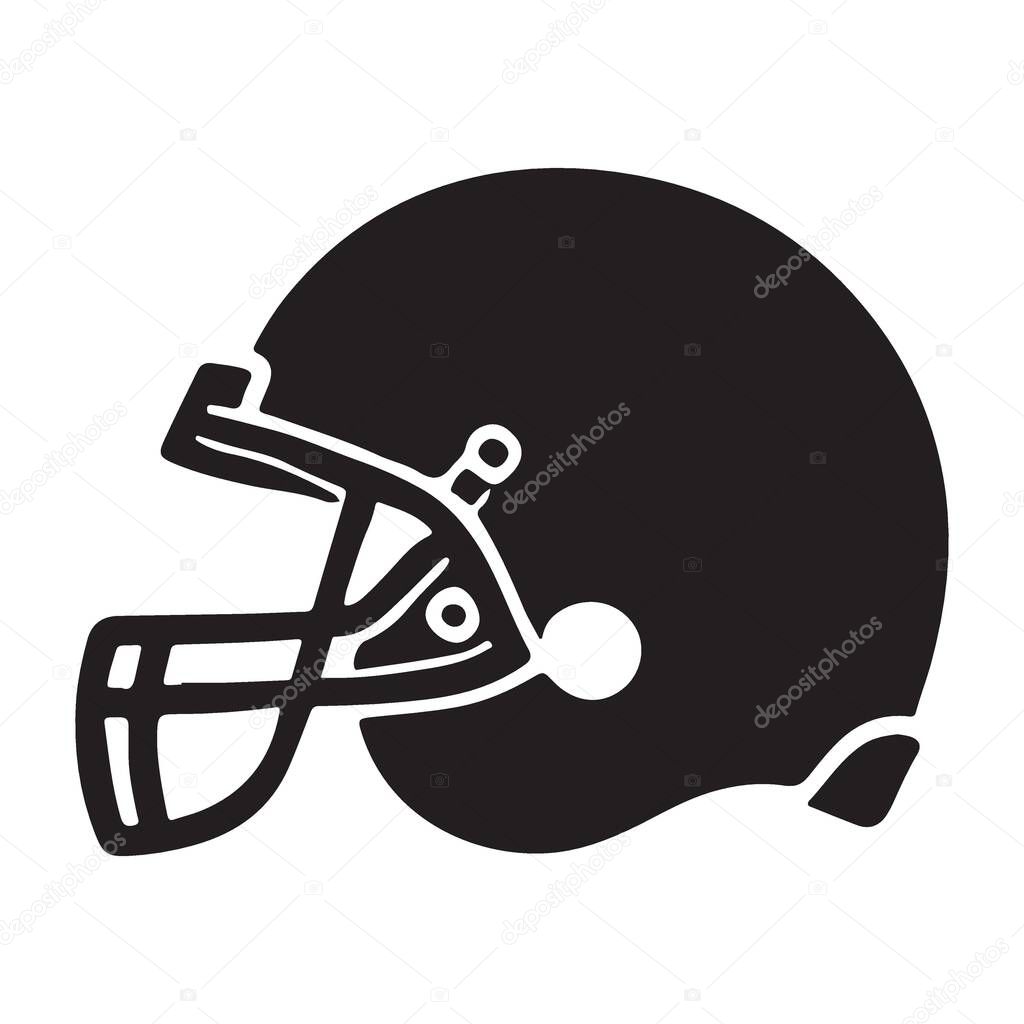 Vector silhouette illustration of a football helmet, ideal for designing logos, website graphics, and any project related to American football.