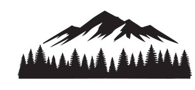 Dağların gücünü ve ormanın huzurunu bu detaylı illüstrasyonla birleştirin. Doğa temalı tasarımlar için ideal, projenize uyum getirmek için..