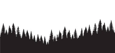 Kara Orman vektör illüstrasyonu tasarımlarınızda gizem ve derinlik hissi yaratıyor. Bu doğadan esinlenilmiş siluet sanatsal ve açık hava temalı projeler için idealdir..
