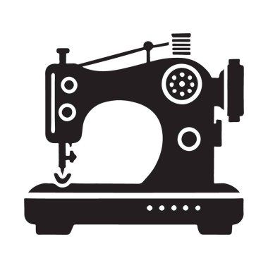 Vektör illüstrasyonunda Retro dikiş makinesi. Dikiş, moda, el işi ve klasik temalarla ilgili tasarımlar için mükemmel. Benzersiz vintage siluet tasarımları oluştur.