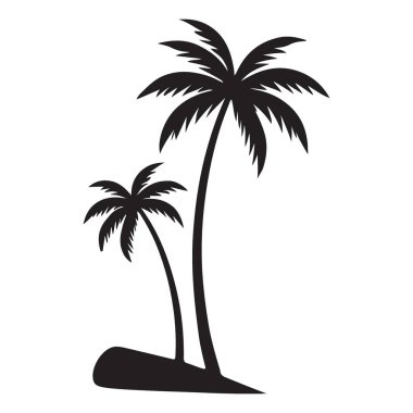 Toprağın dışında büyüyen iki palmiye ağacının silüeti. Eserler tropik bir cennetin hissini mükemmel bir şekilde yansıtıyor..