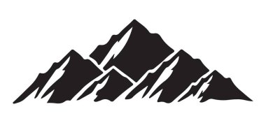 Sivri dağ zirvelerinin karmaşık siluet vektör grafiği. Logolar, açık hava temalı tasarımlar ve güçlü bir dağ elementi gerektiren çizimler için ideal..