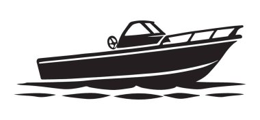 Suda yüzen bir teknenin siluet vektör grafiği. Denizcilik temaları, deniz projeleri ve deniz teması gerektiren tasarımlar için idealdir..