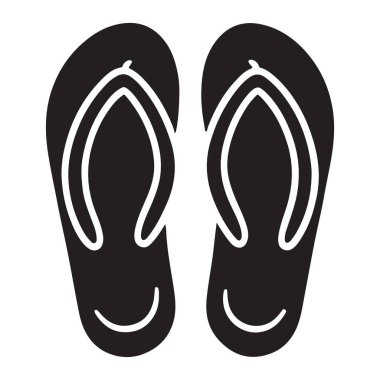 Basit bir illüstrasyon, parmak arası terlikler, vektör silueti olarak mükemmel. Yaz moda temaları ve sıradan yaşam tarzı tasarımları için ideal. Parmak arası terliklerin siyah çizimi.