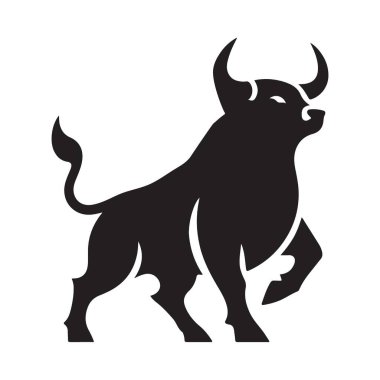 Güçlü boğa vektör illüstrasyonu finans, spor veya güç ve istikrar iletmek isteyen her iş için idealdir. Dinamik bir duruş..