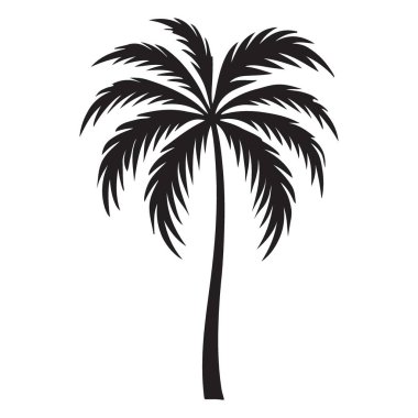 Yaratıcı işler için detaylı bir palmiye ağacı silueti. Göz alıcı tropikal tasarımlar, kartpostallar, posterler ve daha fazlası için harika. Bu grafik kaynağı doğal bir dokunuş ekler.