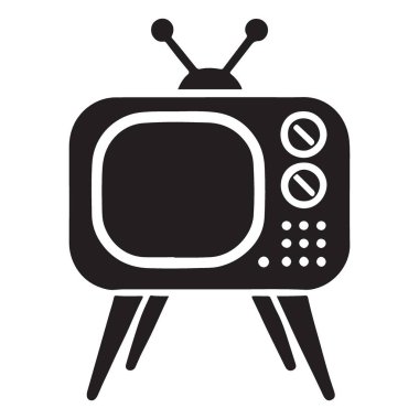 Tavşan kulak antenli klasik bir televizyonun tasviri. Retro ya da klasik televizyon silueti tasarımına ihtiyaç duyan projeler için mükemmel.