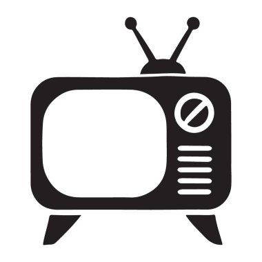 Eski bir televizyonun tasviri. Eski ya da klasik bir TV dizaynına ihtiyaç duyan projeler için mükemmel, anten ve klasik ayrıntılarla dolu..