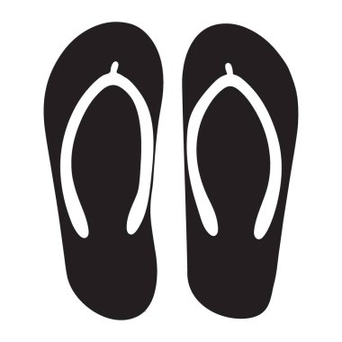 Bir çift parmak arası terliğin silüet çizimi. Yaz tatili temalı projeler için ideal. Yüksek kaliteli vektör grafikleri.