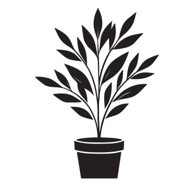 Bir saksının basit bir silüeti. Bahçe işleri ve doğa temalı projeler için mükemmel olacak. Vektör biçimi grafiği.