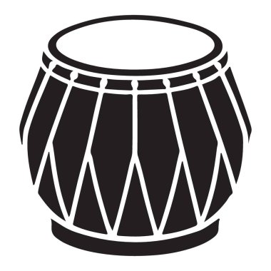 Bu siluet, geleneksel bir perküsyon enstrümanı olan tabla davulunu gösteriyor. Etnik müzik ve kültürel ifadeyi temsil ediyor. Çeşitli projeler için ideal.