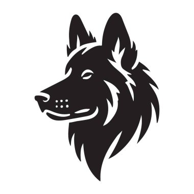 Bu siyah siluet bir Alman çoban köpeğinin asil profilini sergiliyor. Üreme meraklıları ve tasarım projeleri için mükemmel..