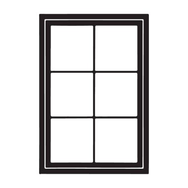 Pencere çerçevesinin basit bir çizimi. Siyah siluet zanaat, vinil kesim ve çeşitli yaratıcı projeler için idealdir. Tasarımına temiz ve minimalist bir görünüm ekle.