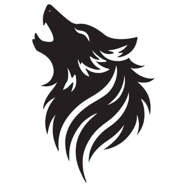 Silüet içinde uluyan bir kurdun yer aldığı güçlü bir vektör grafiği. Logolar, baskı tasarımları veya dijital sanat için ideal. Vahşi doğanın özünü yakala..