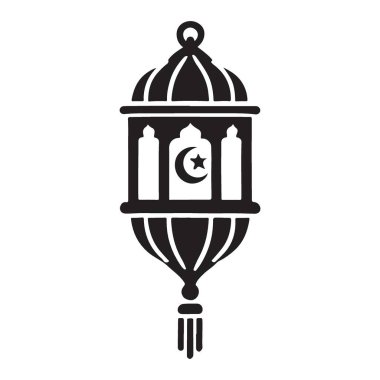 Bu vektör illüstrasyonunda, kutsal Ramazan ayını kutlamak için mükemmel hilal ve yıldızlı güzel bir Ramazan feneri bulunuyor. İslami kültüre sahip bir siluet vektörü.