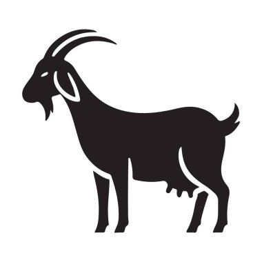 Bir keçinin siluet vektör çizimi. Çiftlik hayvanları, tarım, tarım ya da hayvancılık ile ilgili projeler için mükemmel. Siluet vektör keçi illüstrasyonu.