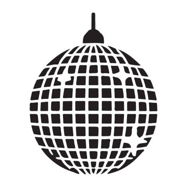 Bir disko topu silueti vektörü, her tasarıma bir parça parti pırıltısı eklemek için mükemmel. Olay tanıtımları için eğlenceli ve canlı bir grafik ögesi.