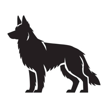 Bu bir Alman çoban köpeğinin detaylı bir siluet vektör görüntüsü. Hayvanlarla, hayvanlarla ya da güvenlik hizmetleriyle ilgili tasarımlar için harika..