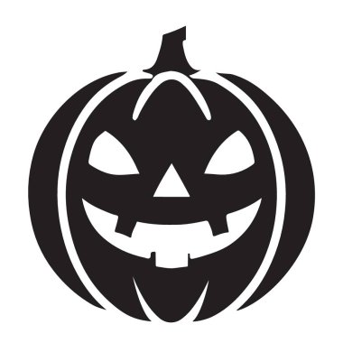 Cadılar Bayramı balkabağının ürkütücü silüeti. Cadılar Bayramı temalı projeler ve dekorasyonlar için ideal bir tasarım ögesi.