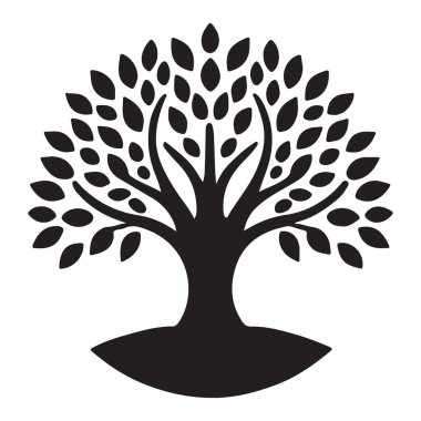 Şekillendirilmiş Kara Ağaç Vektörü Büyüme ve Doğa Simgesi