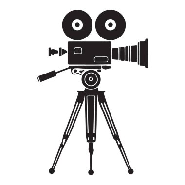 Tripod Stand Illustration 'daki Ayrıntılı Film Kamerası Silueti