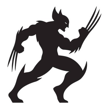 Wolverine siluet vektör sanatı hayranlar için yazdırılabilir duvar dekoru