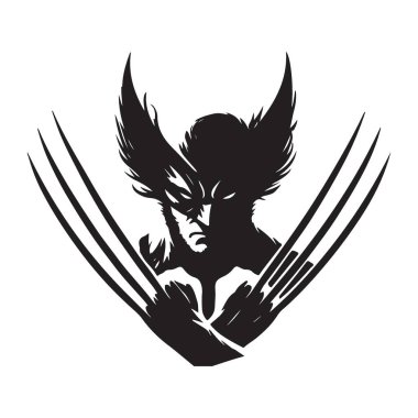 Wolverine yoğun siluet çizim çizgi roman süper kahraman sanatı