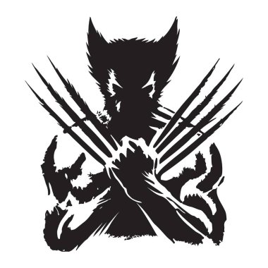 Kalın Wolverine silueti çizimi Marvel çizgi roman süper kahraman aksiyon sanatı