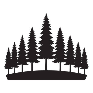 Evergreen ağaçlar siluet orman peyzaj vektörü doğa çizimi grafiksel