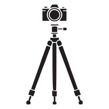 Tripod siluet vektör illüstrasyon profesyonel fotoğrafçılık aracı üzerine kamera