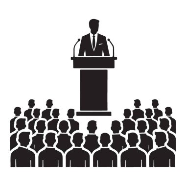 Siluet Vektör Resim Sunum Olayı Sözcü Kürsüsü Seyircisi