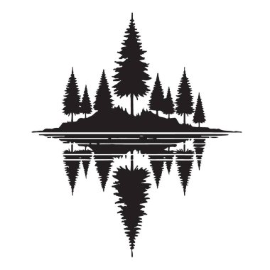 Çevre Projeleri için Siluet Ormanı Yansıma Vektörü Grafik İdeal