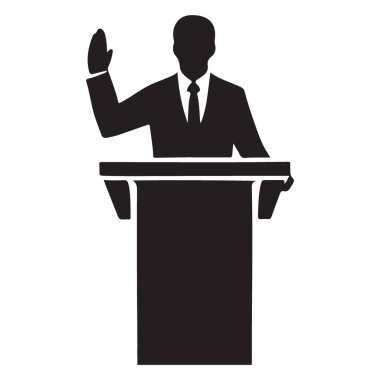 Podyum Sözcüsü Siluet Vektör Resim Tasarımı ile Komut Dikkati