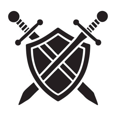 Minimalist Kalkan ve Çapraz Kılıç Vektör Savunma Sembolü
