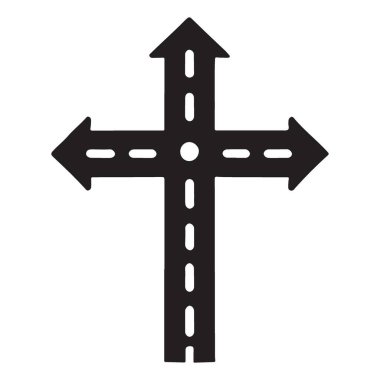 Dört Yol A Kesişen Yol Silueti Sembolize Kararlar