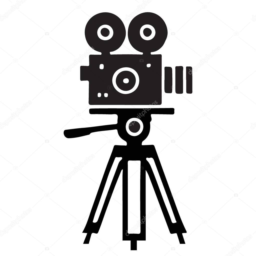 Vintage Movie Camera Illustration Silhouette Icon Design for Filmmakers