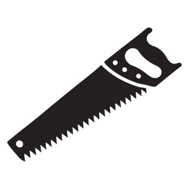 Marangozluk ve Ahşap işçiliği için El Testere Aracı Silüeti Vektör İllüstrasyonu