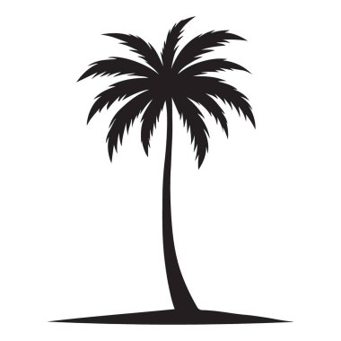 Yalnız bir palmiye ağacının silueti Tropik sükunetin sembolü