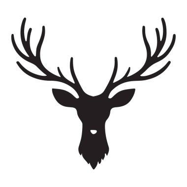 Vahşi Yaşam Tasarımları İçin Zarif Geyik Geyiği Baş Silueti Çizimi