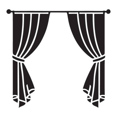 Sofistike Kara Örtüler Perdeler Siluet Vektör Sanat Resimleri