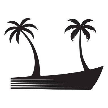 Tropikal ada tatil rotası vektör tasarımında palmiye ağaçları silueti