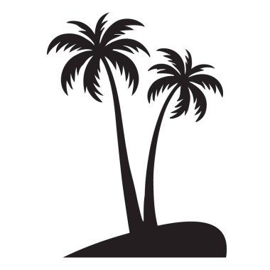Tropik bir adada Vektör Sanatı İki Palmiye Ağacı Silueti