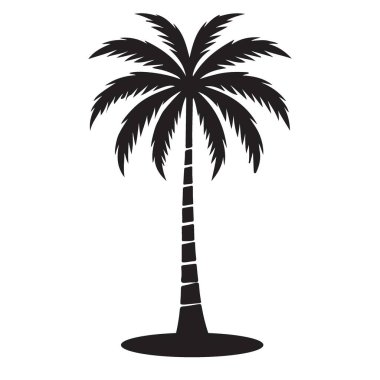 Küçük bir adada Tek Palmiye Ağacının Silüeti